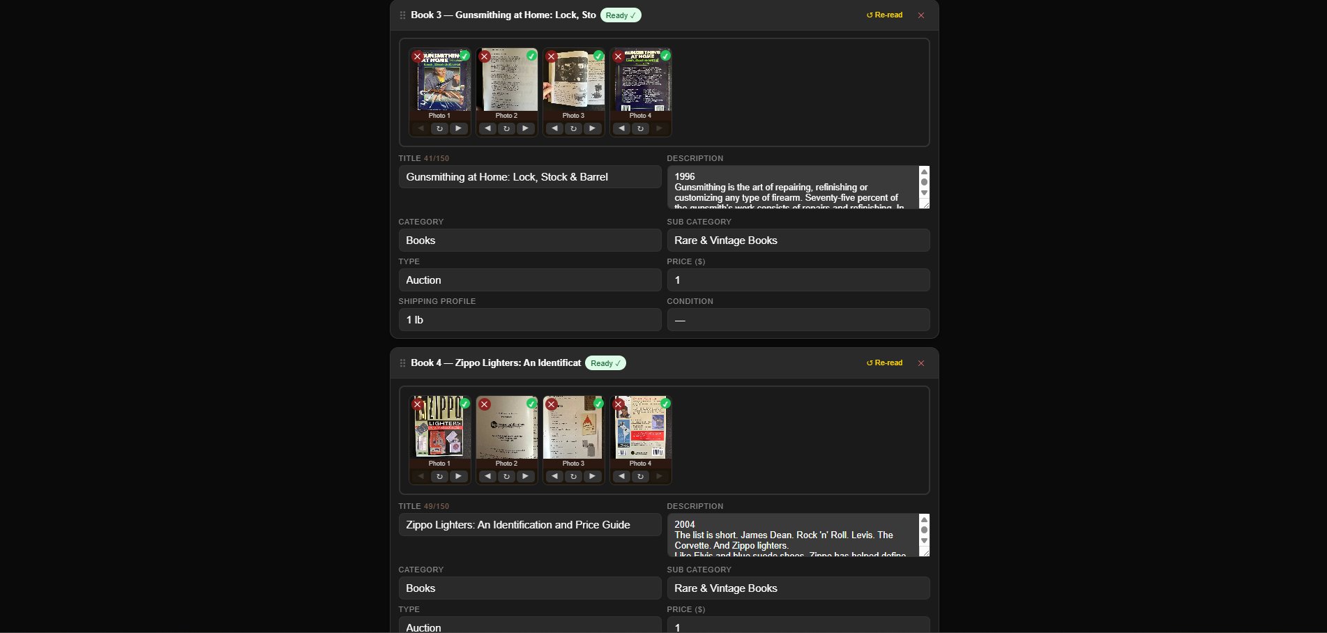 ShelfDrop completed listings